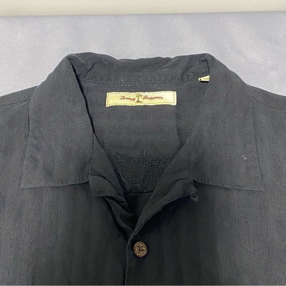Tommy Bahama Hawaiian Button Up Shirt Adult Men's L Silk Short Sleeve Black - Picture 3 of 9